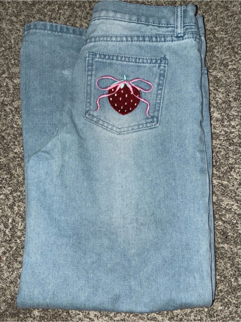 Light Blue Girls size 16 Jeans with Strawberry Patch